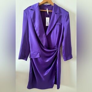 NWT IMPERIAL Violet Purple Satin Blazer Dress - size Large